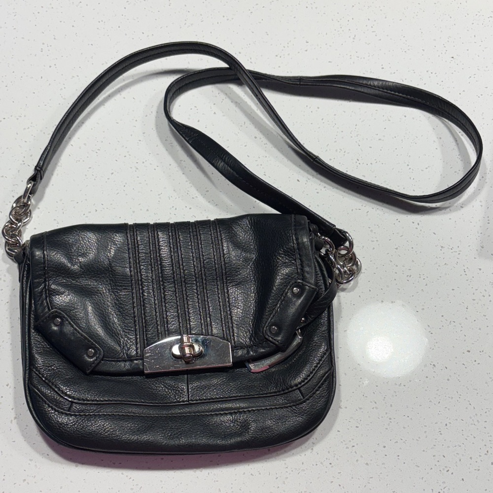 B. Makowsky Black Leather Crossbody Bag